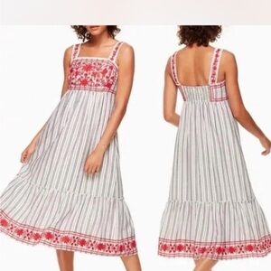 ✨SOLD✨✨Kate Spade cotton lined dress with Red Embroidery XS